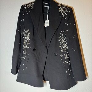 Simkhai Embellished Blazer Rhinestone Jewel Black Jacket‎ Party Size 6 NWT